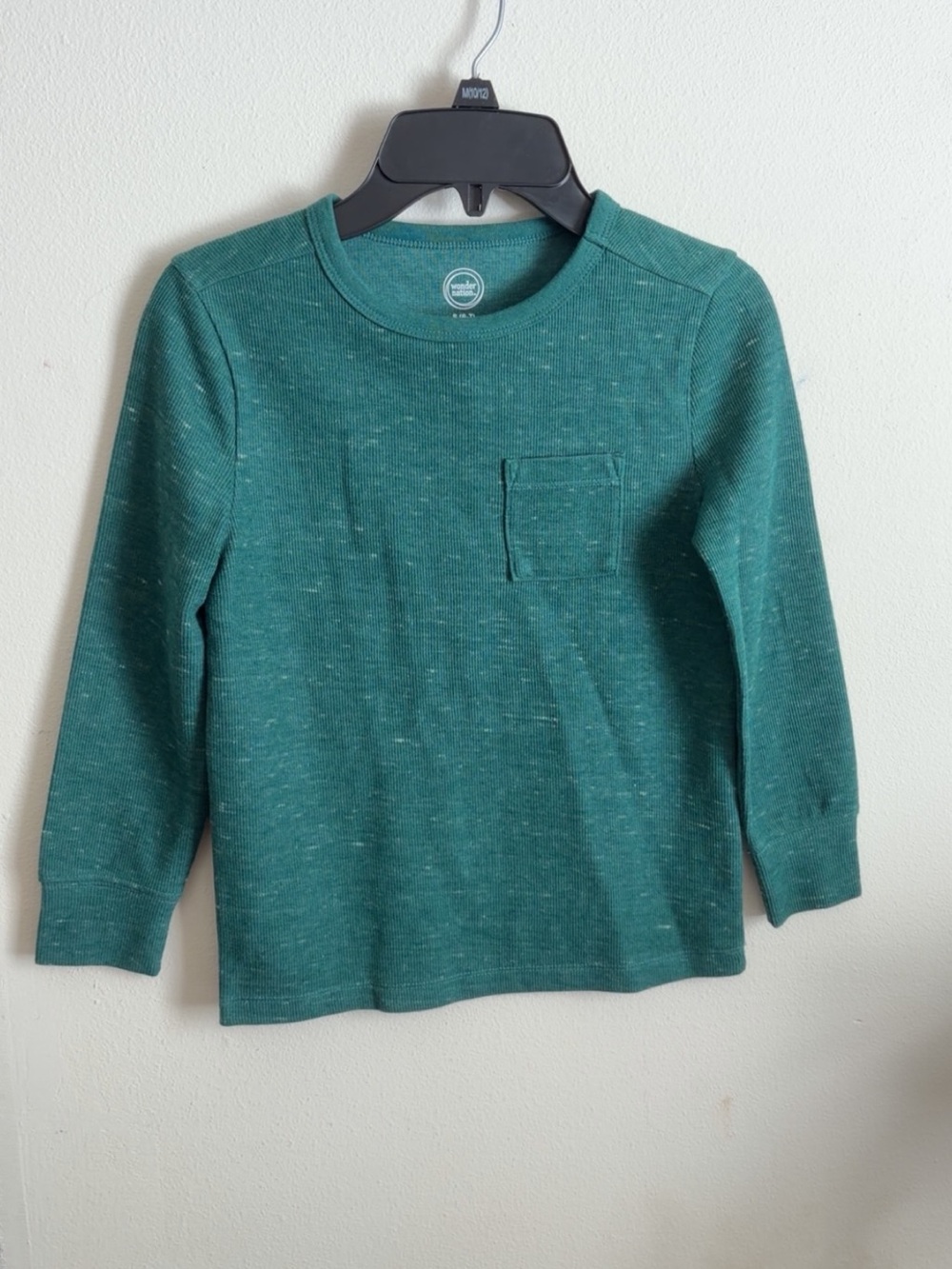 wonder nation Teal Green Long Sleeve Pocket Tee